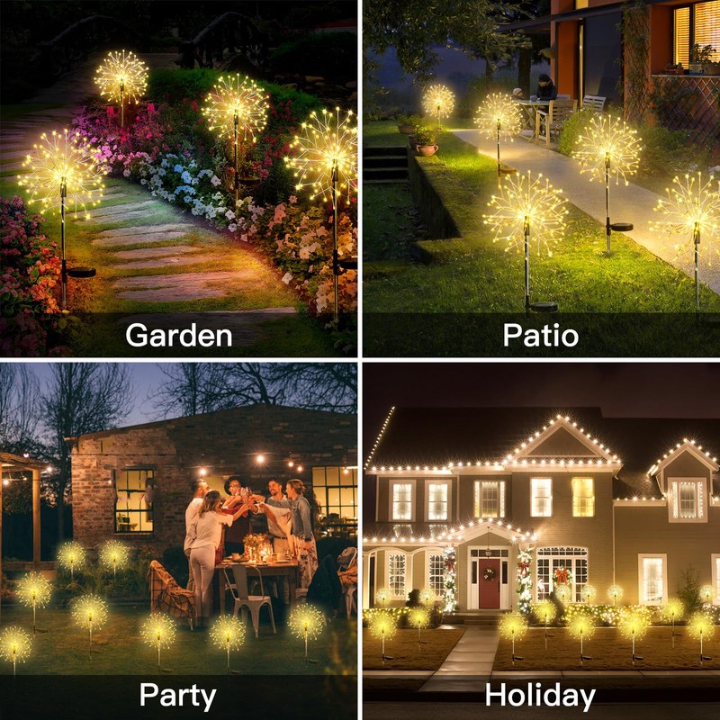suddus Solar Garden Lights Outdoor Waterproof Decorative, 2Pack 150LED Firework