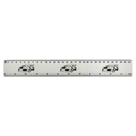 'Sports Car' 30cm (12 Inch) White Plastic Ruler (RL00018742)
