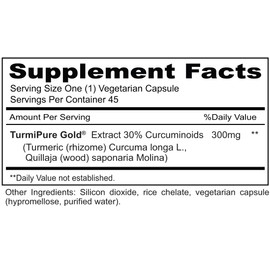 Priority One Vitamins, Curcumin Gold 45 Vegetarian Capsules, TurmiPure Gold™ is The World’s First bioequivalent Turmeric Extract*