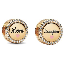 PHCLASY Love Mum Charm for Bracelets Necklaces and European Snake Chain Great Gifts for Women Mother's Day Jewellery Gift, Cubic Zirconia