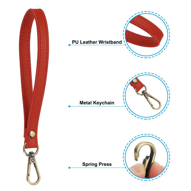 PATIKIL 8 Inch Wristlet Strap, 2 Pack PU Leather Wristlet