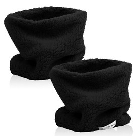 2 Pcs Winter Fleece Warm Kids Scarf Boys Girls Round Scarves Windproof Neck Warmer Face Cover Mask (2Pcs - Black)