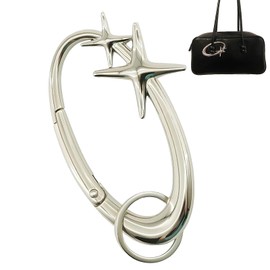 hinbkenla Star Carabiner Y2k Keychain,Y2k Carabiner,Shiny Chrome Accessories,Cute,Key Ring,Minimal Stainless Steel Small,Cool For Women & Men, Bag Charms Purse Pendant