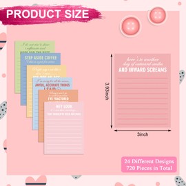 24 Pcs Funny Notepads with Sayings Sticky Funny Office Supplies to Do List Funny Work Notepad Assorted Notepad for Workers, 12 Designs, 3 x 3.93 Inch(Lovely Style)