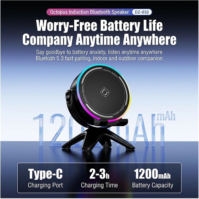 5in1 Induction Bluetooth Speaker 360° Rotating Phone Stand