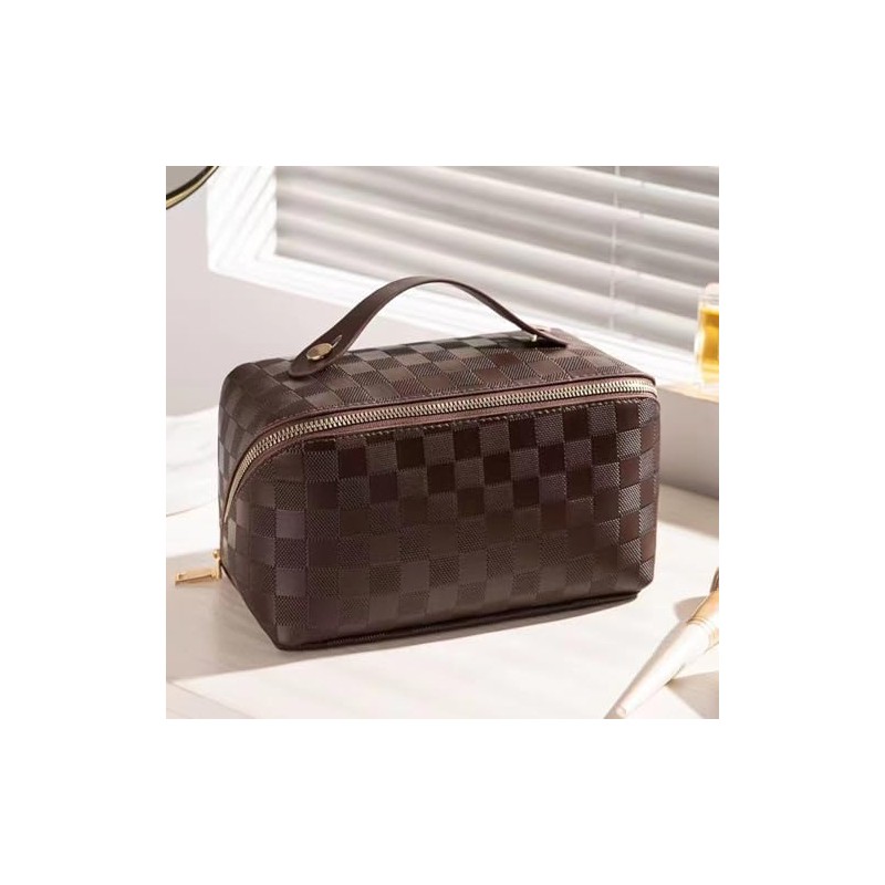 Jarsense Large Capacity Travel Cosmetic Bag, PU Leather Waterproof Layered