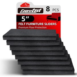 8 PCS 5" Square Felt Furniture Movers Sliders for Hardwood Floors, Reusable Felt Furniture Moving Pads, Sliders for Moving Heavy Bed Fridge Sofa Cabinet Couch, Move Item Easily and Quickly (Black)