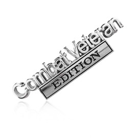 Ziciner Combat Veteran Edition Emblem, 3D Metal Raised Car Fender Badge Decal with Strong Adhesive, Universal Combat Veteran Letters Sticker Replacement for Car (Silver & Black)