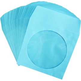 (100) Blue CD Sleeves - Colored Paper - with Flap - #CDIWWFBL