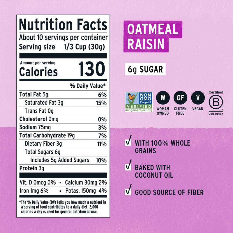 Purely Elizabeth Cookie Granola, Oatmeal Raisin, Gluten-Free, Non-GMO (3 Ct,