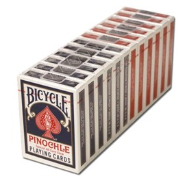 12 tarjetas Pinochle para bicicleta (6 rojas/6 azules)