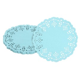sourcing map 50pcs Paper Doilies, 5.5 Inch Lace Paper Doilies, Disposable Paper Placemats for Cakes Table Plate Crafts Party Weddings Tableware Blue