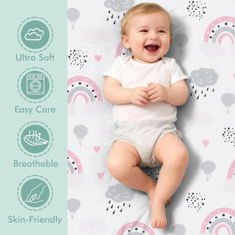 3 Pack Stretchy Bassinet Sheets - Universal Fit for Rectangle,