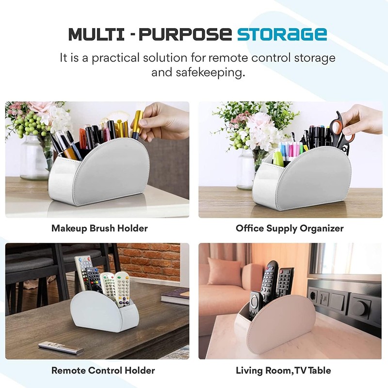 SVNXI Remote Control Holder with 5 Compartments,Pu Leather Office Organization
