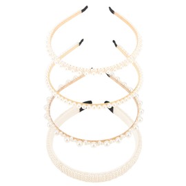 Luixenir 4 Pieces Elegant Pearl Headbands Bridal Beaded Hairband Wedding Hair Accessories Set with White Pearl for Wome Girls