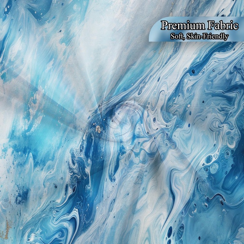 Sillsloso Blue Marble Shower Curtain for Bathroom Modern Ombre Abstract