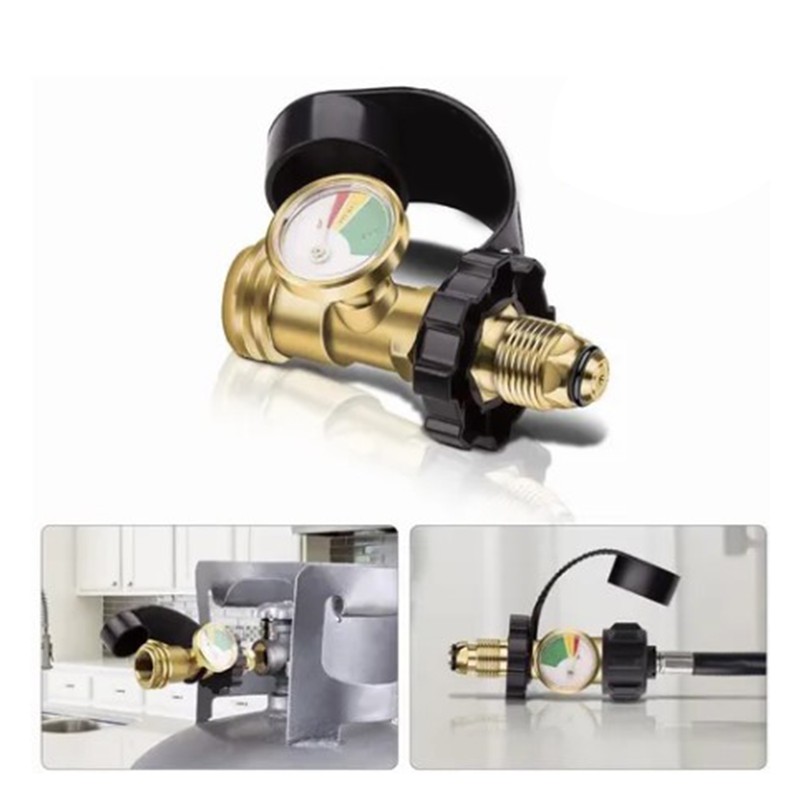 POL to QCC Thread Gas Tank Refill Adapter with Gauge