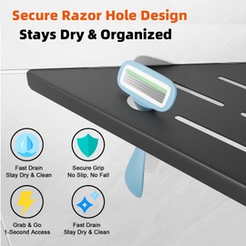 HBXS Corner Shower Shelf - 2 Pack,Rustproof Stainless Steel Shower Shelves, No Drilling Bathroom Organizers and Storage Racks, Space-Saving, Black,Large