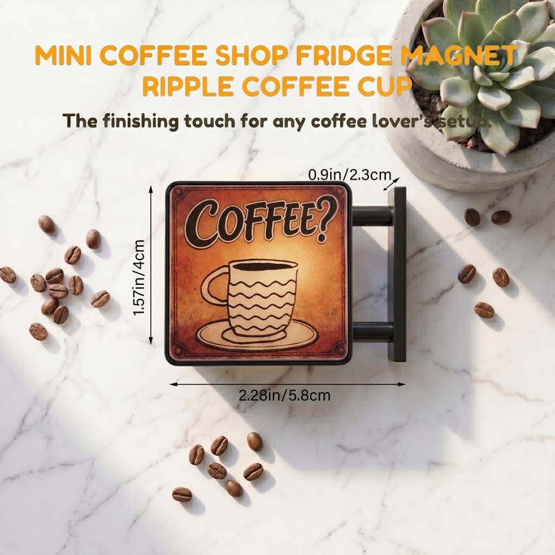 Mini Coffee Shop Magnets for Fridge with LED Light for