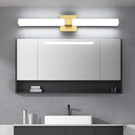 ZUZITO 32in Gold Bathroom Light Fixtures Modern LED Vanity Lights Bar 22W Acrylic Bath Wall Lighting Bright White 6000K