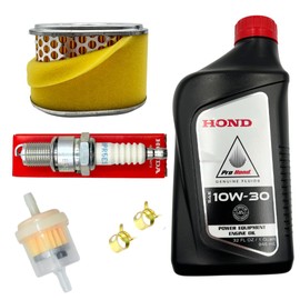 Tune Up Kit for Honda GX140 GX160 GX200 Engines with Genuine Motor Oil 08207-10W30 Replacement Air Filter 17210-Z4M-821 Genuine Spark Plug 98079-55846 BPR5ES Fuel Filter and Clamps