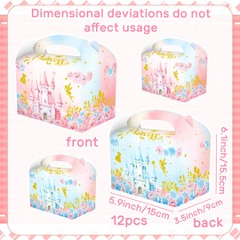 12 PCS Castle Princess Candy Favor Bags Pink Blue Castle Favor Treat Goodies Bags for Princess Prince Party Decorations Baby Shower Wedding Supplies