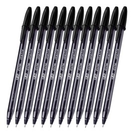Pluma Lapicero Bic Cristal Diamante Ultra Fino Negro 0.7 Mm Caja 12 Piezas