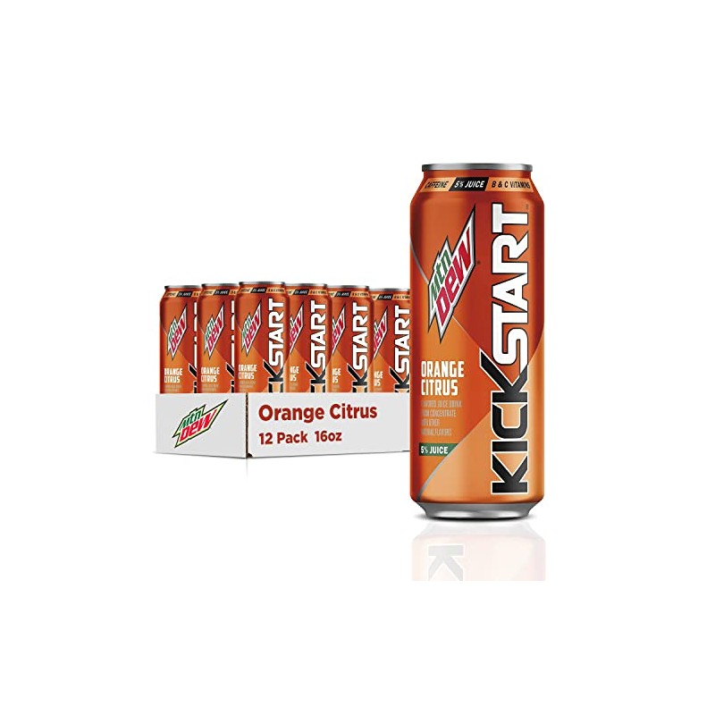 Mountain Dew Kickstart, Orange Citrus, 92mg Caffeine, Vitamins B &