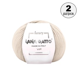 Cashmere and Extra-fine Merino Wool Knitting Balls, Lana Gatto VIP Line, 100 gr., 400 mt, (Cream, 2)