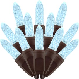 SWEET SHINE 140 Cool White Faceted One-Piece LED Christmas Lights, Pack of 2 Strands 70 Count 24 ft Brown Cord, High Waterproof UL Certified M6 Outdoor String Lights (Cool White M6)