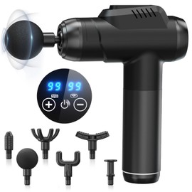 Muscle Massage Gun, Neck Massager and Back, Massage Gun with 99 Adjustable Intensity and 6 Massage Heads, Quiet Massager to Relieve Muscle Pain