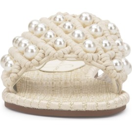 Jessica Simpson Women's Brennara Flat Sandal, Cream, 11