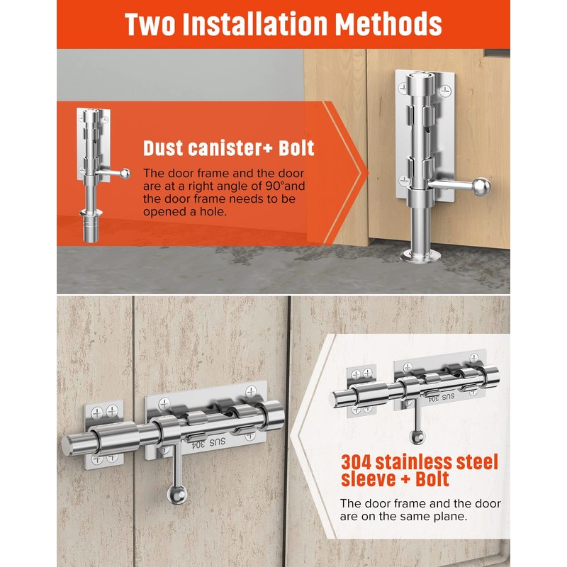 Heavy Duty Slide Bolt Gate Latch Hardware, 6.3 Inch Solid