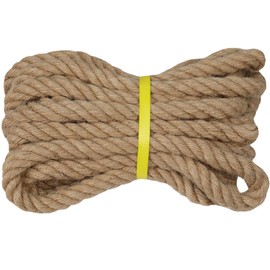 Natural Jute Rope - 3/4 Inch×25 Feet - Twisted Manila Rope - Thick Hemp Rope for Crafts, Hammock, Nautical, Decorating