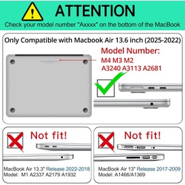 AKIT - Funda compatible con MacBook Air de 13 pulgadas 2025 2024-2022 M4 M3 M2 A3240 A3113 A2681, funda rígida con patrón único, protector de visualización y funda de teclado para MacBook Air de 13.6