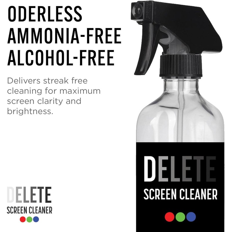 Delete Screen Cleaner 16oz Spray - Premium Streak-Free, Alcohol &