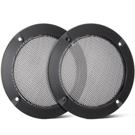 Facmogu 2PCS 4" Black Round Speaker Grills Cover, Metal Mesh Speaker Grille Replacement for 4 Inch Woofer Speakers Decorative & Protection, Steel Mesh Protective Case with 8PCS Screws