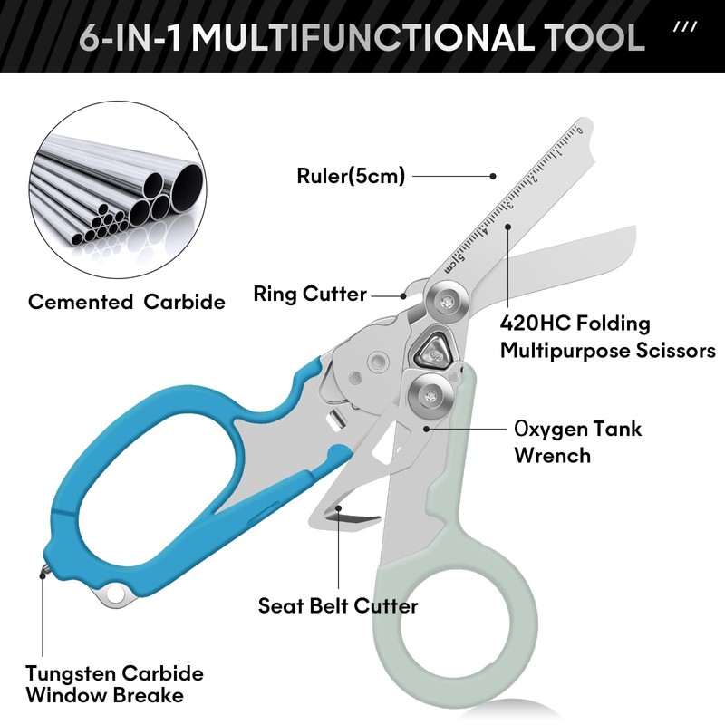 Emergency Shears with Strap Cutter and Glass Breaker Stainless Steel