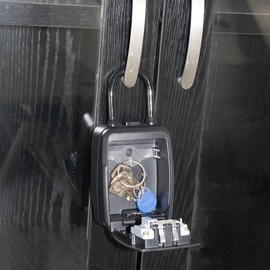 BenRich Key Safe Lock Box with Shackle, 4-Digit Portable Key Safe Padlock Lockbox for Houses Homes Offices Cars Surfing School Garage Elderly Care Hide Key - Black