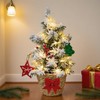 24 Inch 2 FT Pre-lit Snowy Mini Christmas Tree, Brelixo