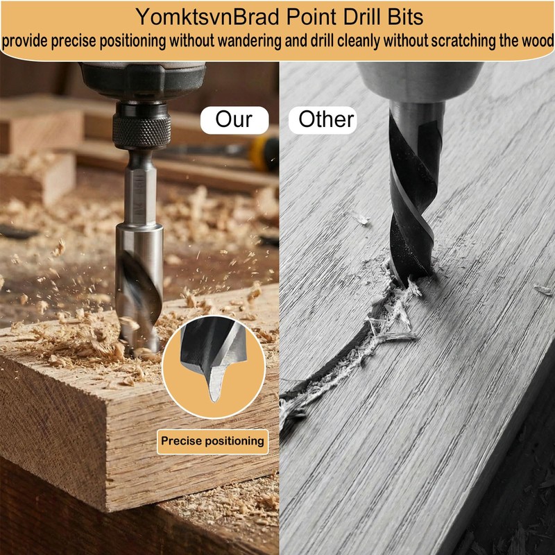 10PCS Brad Point Drill Bit Set for Woodworking, HSS 1/4"