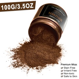 Brown Mica Powder Pigment (100g) -Cosmetic Grade Metallic Mica Powder for Epoxy Resin, Lip Gloss, Soap,Candle Making, Bath Bombs,Tumblers, Jewelry, Dyes, and DIY Crafting Projects(Brown, 3.5oz)