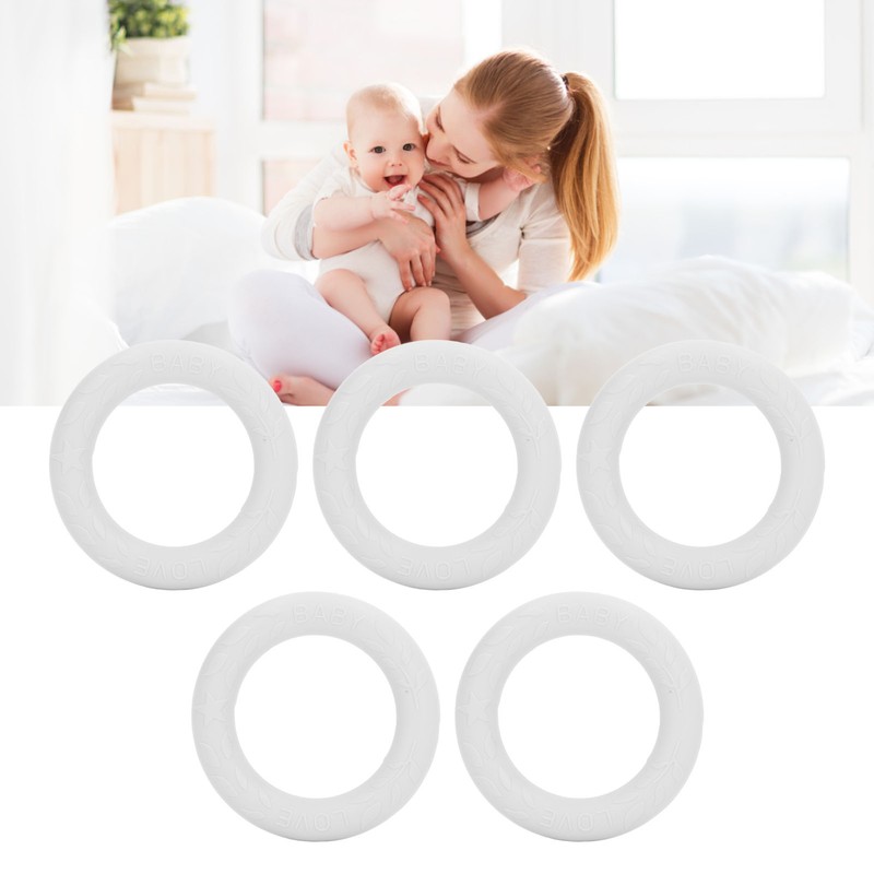 5pcs Baby Soft Silicone Teething Ring Toy Infant Safe Elastic
