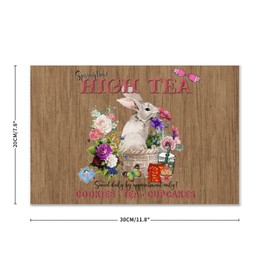 Hanging Wall Art Decorative Wood Sign Easter French Bunny Rabbit Farm Positive Wall Art Wood Plaque Sign 8x12 Spring Floral Religious Rejoice Wooden Hanging Signs Home Decor for Bathroom Front Porch