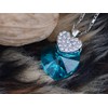 Alilang Aqua Blue Zircon Heart Clear Crystal Encrusted Heart Silver