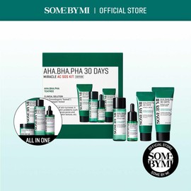 SOME BY MI AHA BHA PHA 30Days Miracle AC SOS Kit - Toner 1.01Oz, Serum 0.33Oz, Cream 0.7Oz, Foam 1.01Oz - Mild Exfoliating Daily Skin Care Set - Skin Wastes, Sebum, Oiliness Care - Korean Skin Care