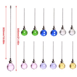 4PCS Ceiling Fan Pull Chain, Bedroom Lamp Crystal Pull Cord, Decorative Fan Pull Chain, Fan Cord Pendant for Ceiling Light Lamp Fan Chain Extender (Purple+Blue)