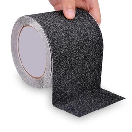 Cinta Antideslizante, Cinta Antiderrapante para Escaleras de 10m x 10cm, Rollo de Cinta Antiderrapante, 80 Granos, Cinta Antideslizante para Baño, Rampas, Interior y al Aire Libre (Negro)