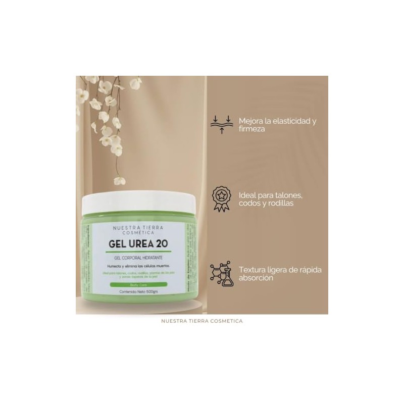 Nuestra Tierra Cosmética Gel Urea 20, Gel Corporal Hidratante y