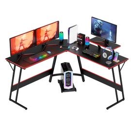 FDW L Shaped 51 Inch Gaming Desk,Corner Computer Desk,PC Gaming Desk,Writing Workstation with Large Monitor Stand for Home Office,Black